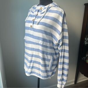 Striped Blue and White Women's Hoodie